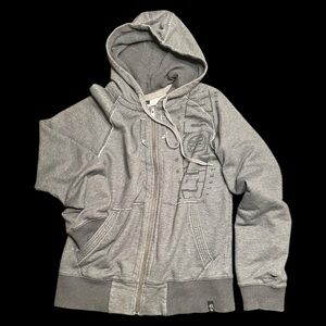 RARE Distressed Gray Hooded Men’s Sweatshirt By Li Ning Sz XL | Long Sleeve